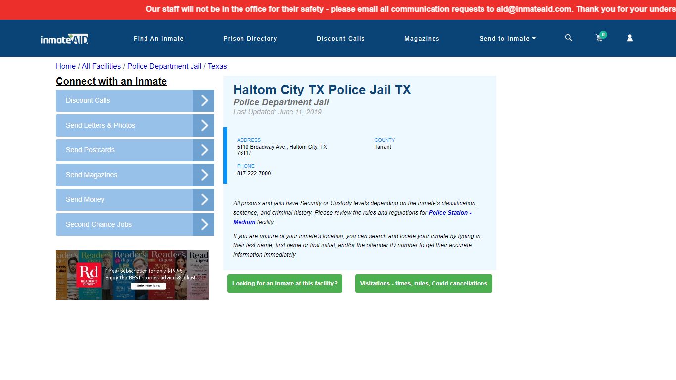 Haltom City TX Police Jail TX & Inmate Search - Haltom ...